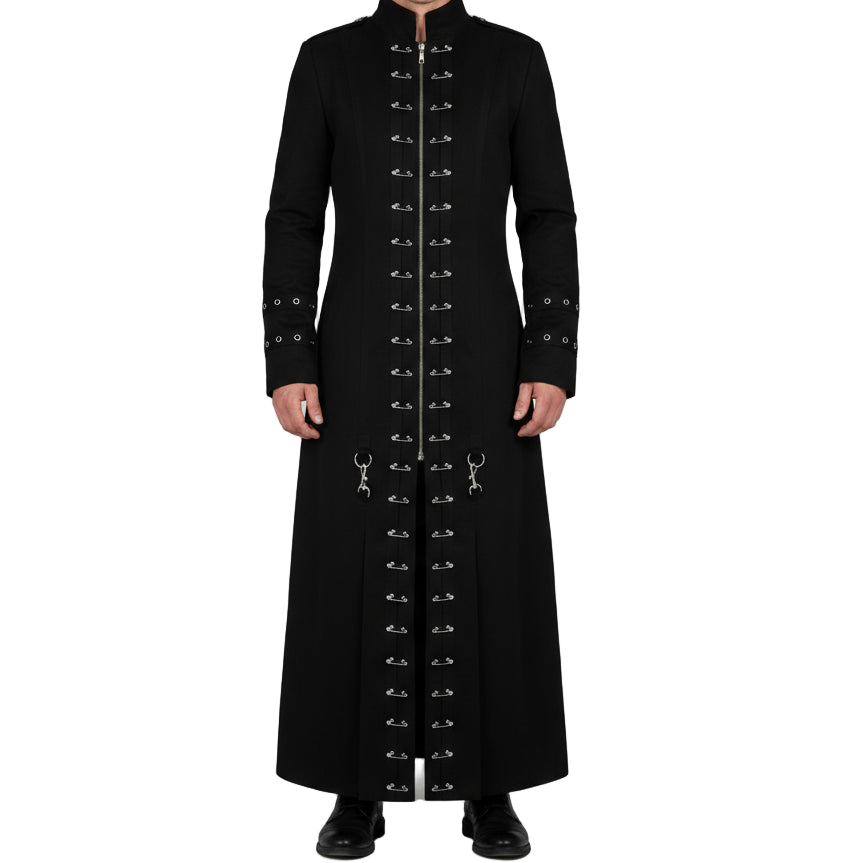 Goth Punk Pinhead Vampire Jacket Trench Coat Black Gothic Cosplay Trench Coat