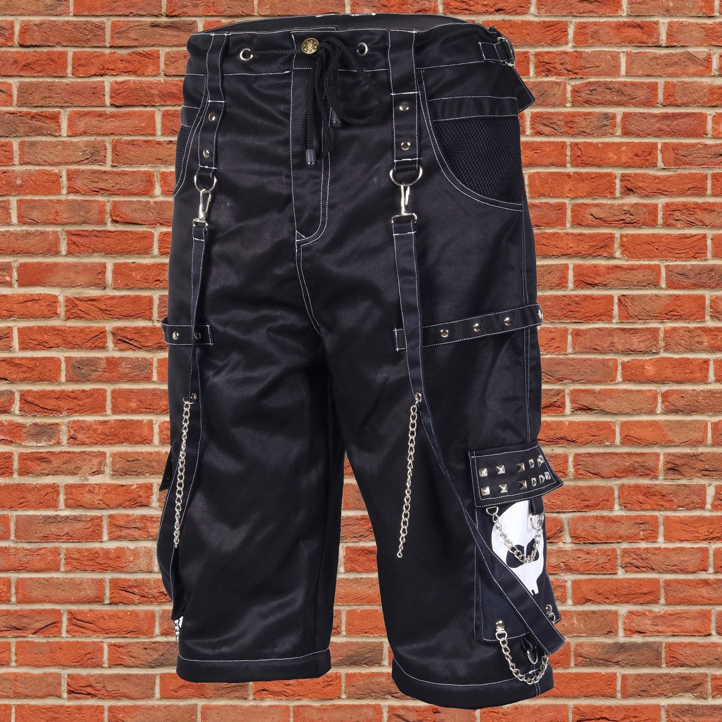 Gothic Bondage Black Big Skull Men's Alternative Punk Rock Emo Shorts/USA