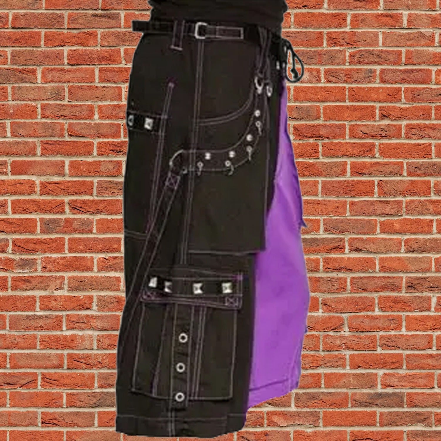 Gothic Bondage Men's Short Alternative Punk Rock Transformer Purple Baggy Shorts