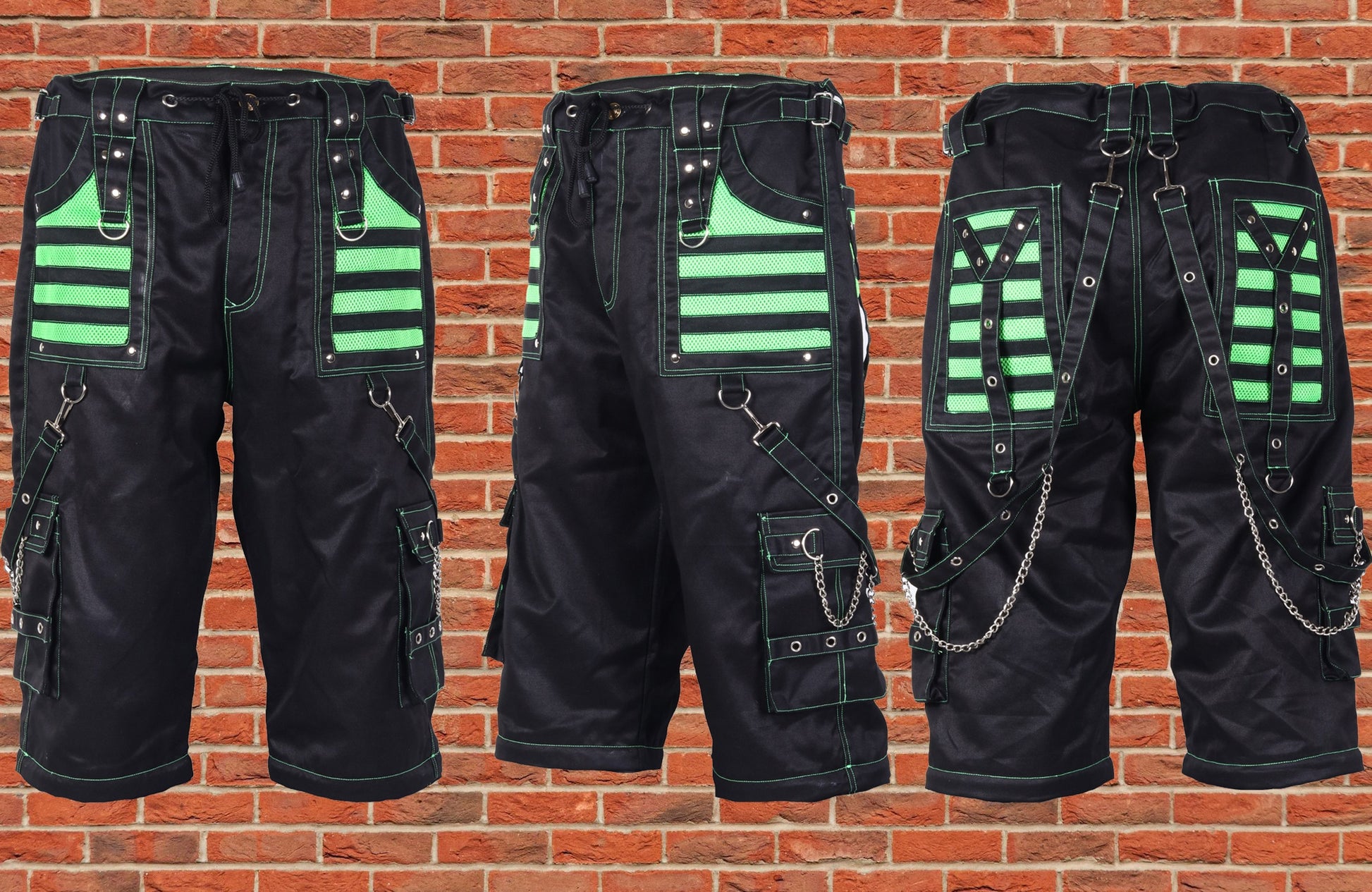 Extreme Bondage Skater Gothic Punk Rocker Cyber Goth Steampunk Biker Shorts