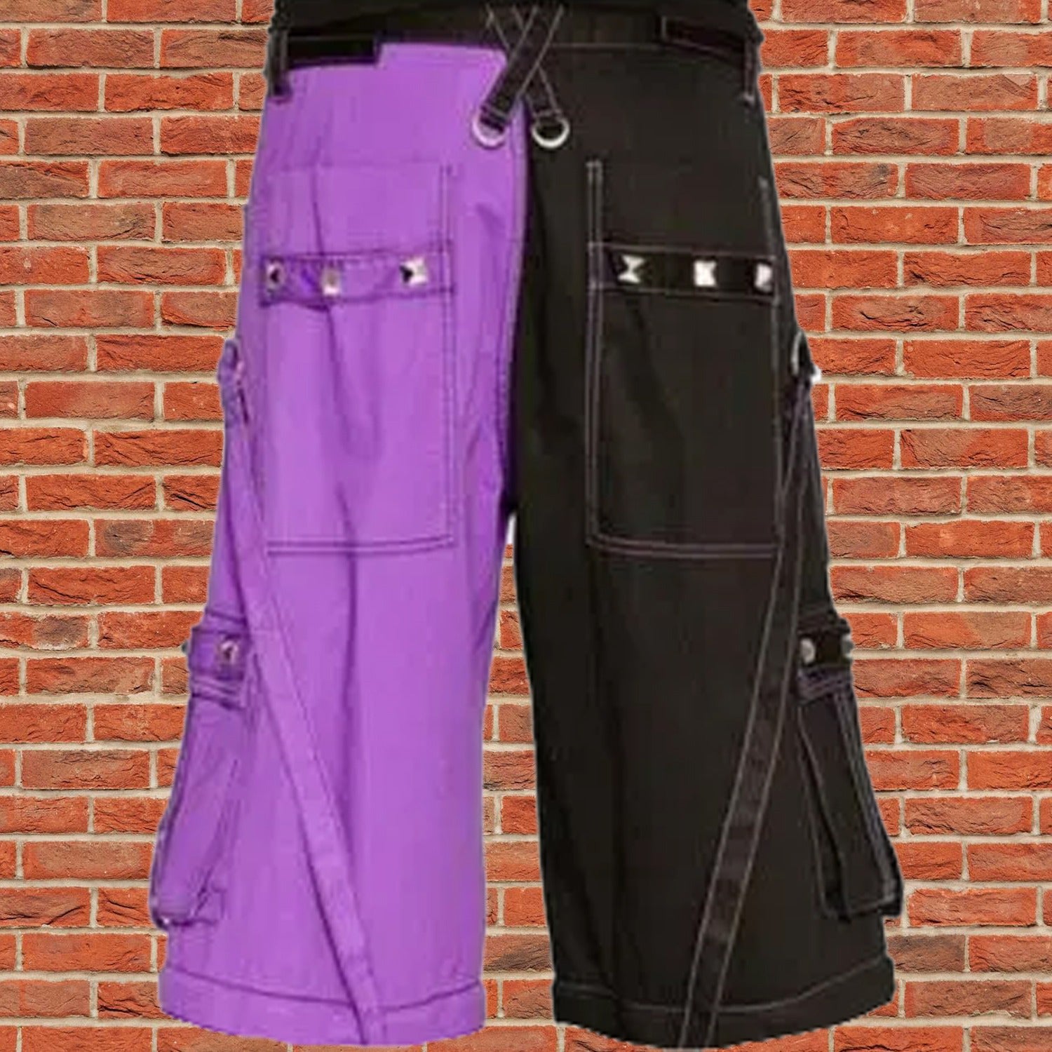 Gothic Bondage Men's Short Alternative Punk Rock Transformer Purple Baggy Shorts