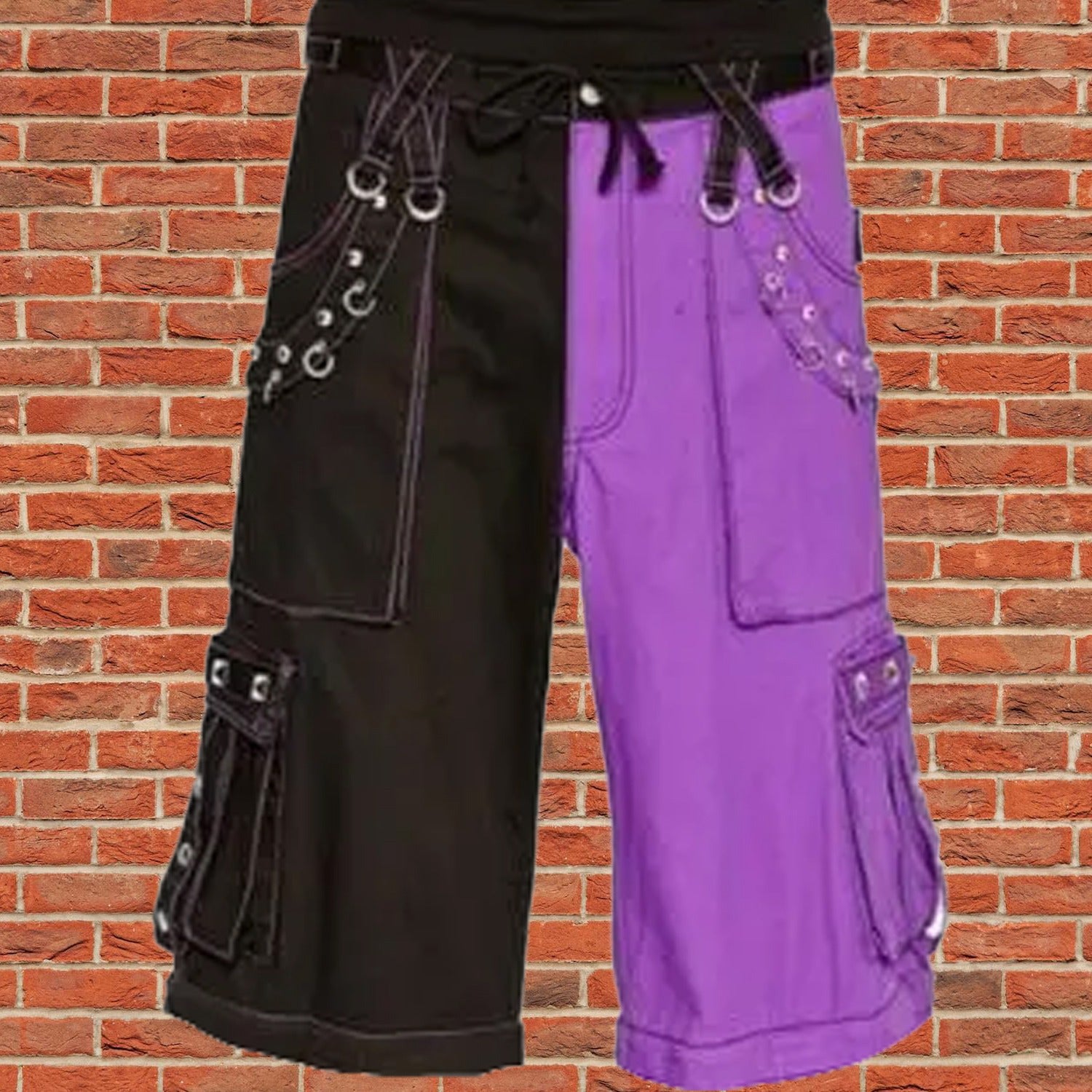Gothic Bondage Men's Short Alternative Punk Rock Transformer Purple Baggy Shorts