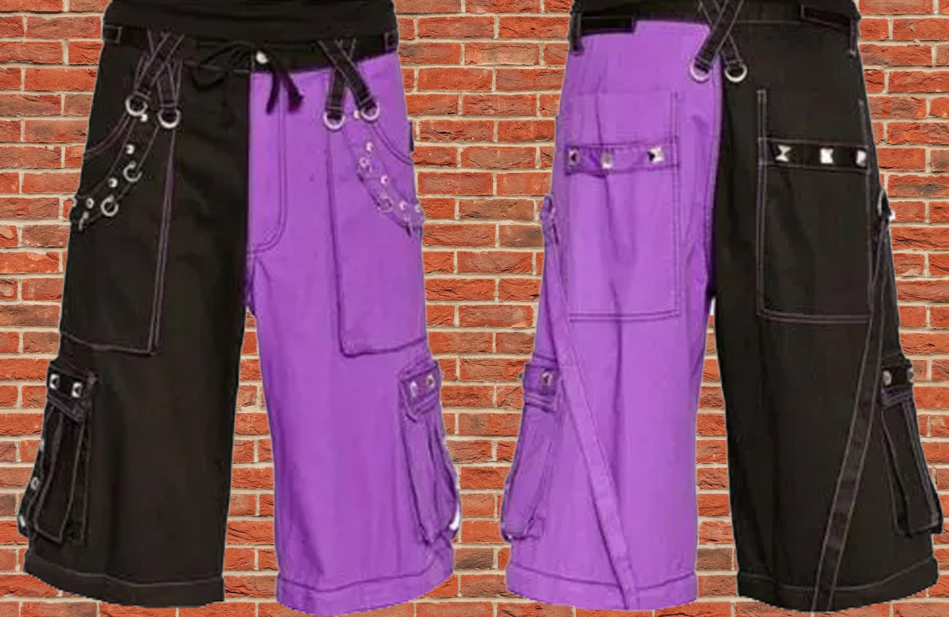 Gothic Bondage Men's Short Alternative Punk Rock Transformer Purple Baggy Shorts
