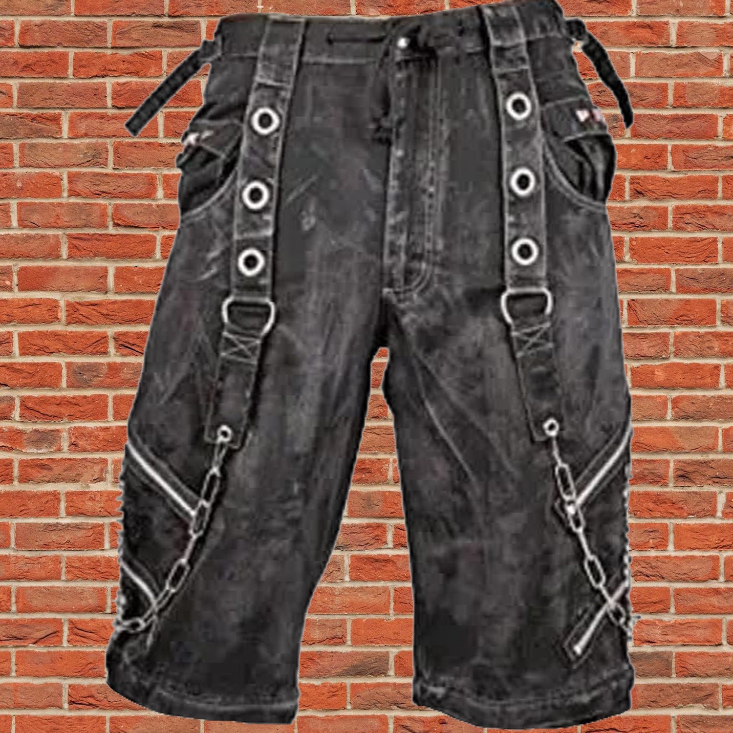 Prime Quality Bondage Gothic Wax Cotton Men's Cyber Rave Techno Punk Shorts Biker/USA
