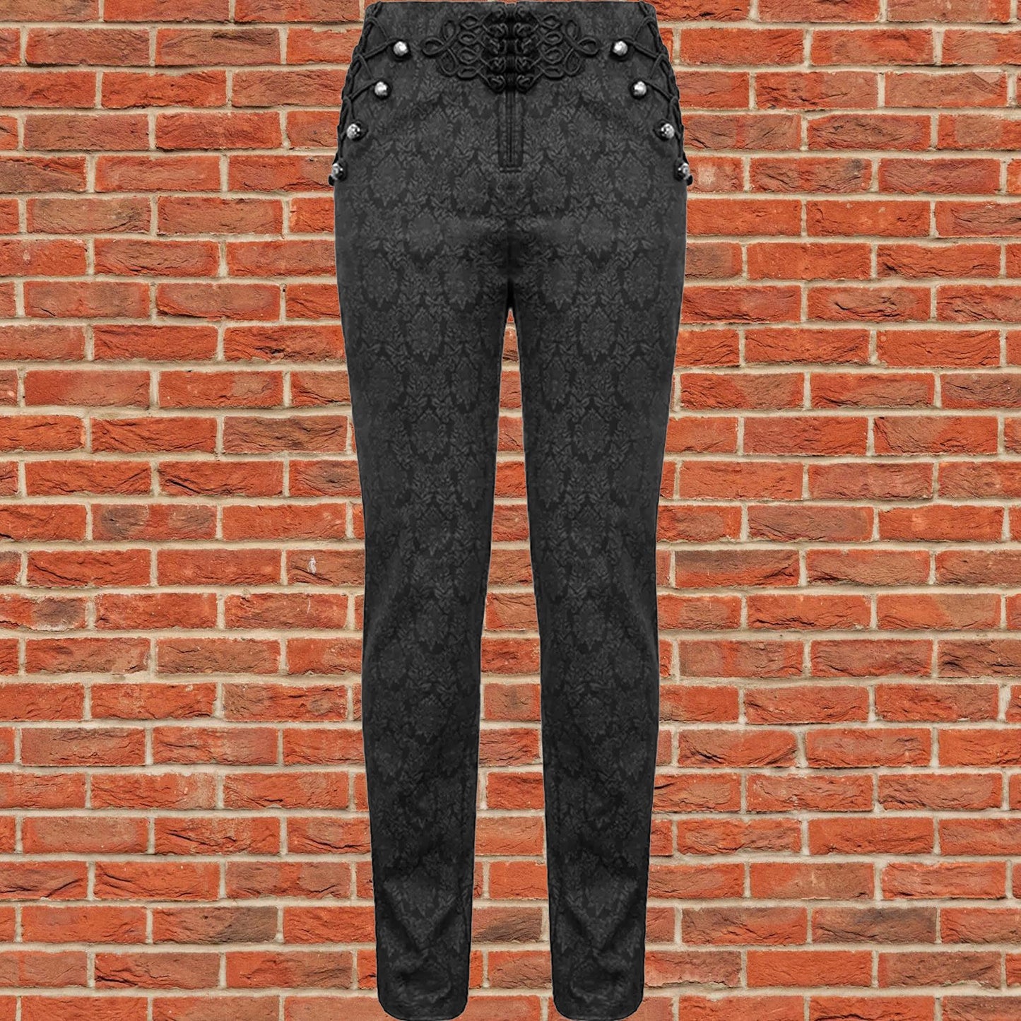 Devil Fashion Mens Gothic Steampunk Dress Pants Trousers Black Victorian Damask