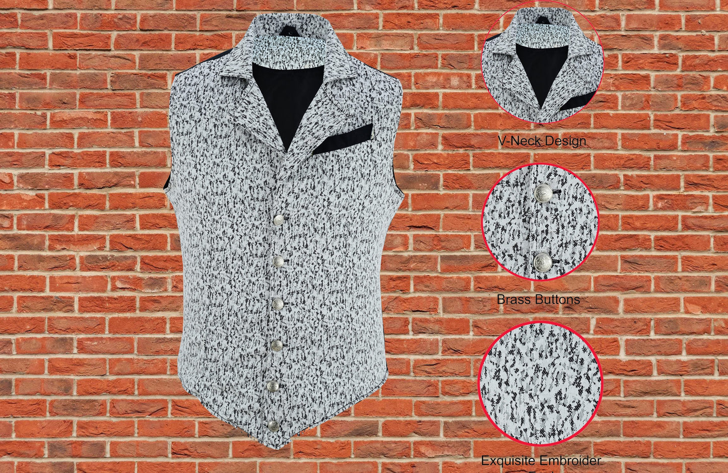 Handmade White Men's Victorian Suit Gentleman Vest Steampunk Gothic Waistcoat/Usa