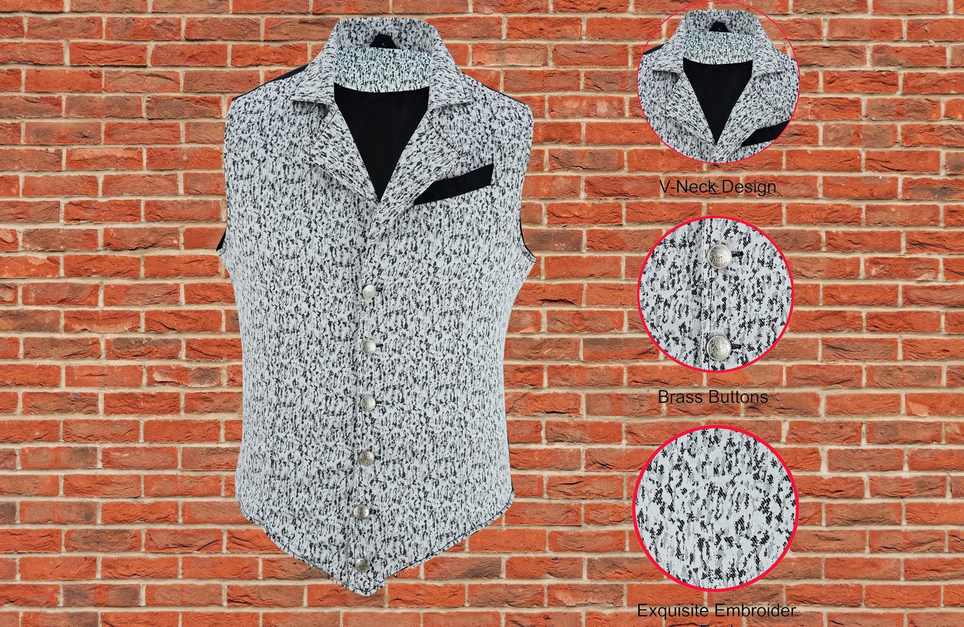 Handmade White Men's Victorian Suit Gentleman Vest Steampunk Gothic Waistcoat/Usa