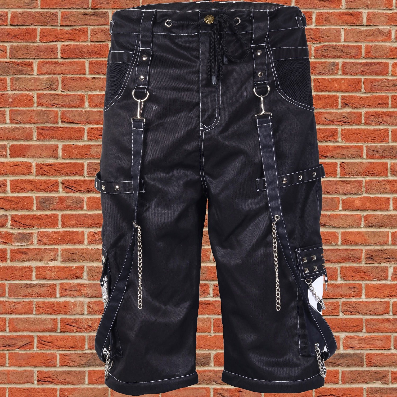 Gothic Bondage Black Big Skull Men's Alternative Punk Rock Emo Shorts/USA