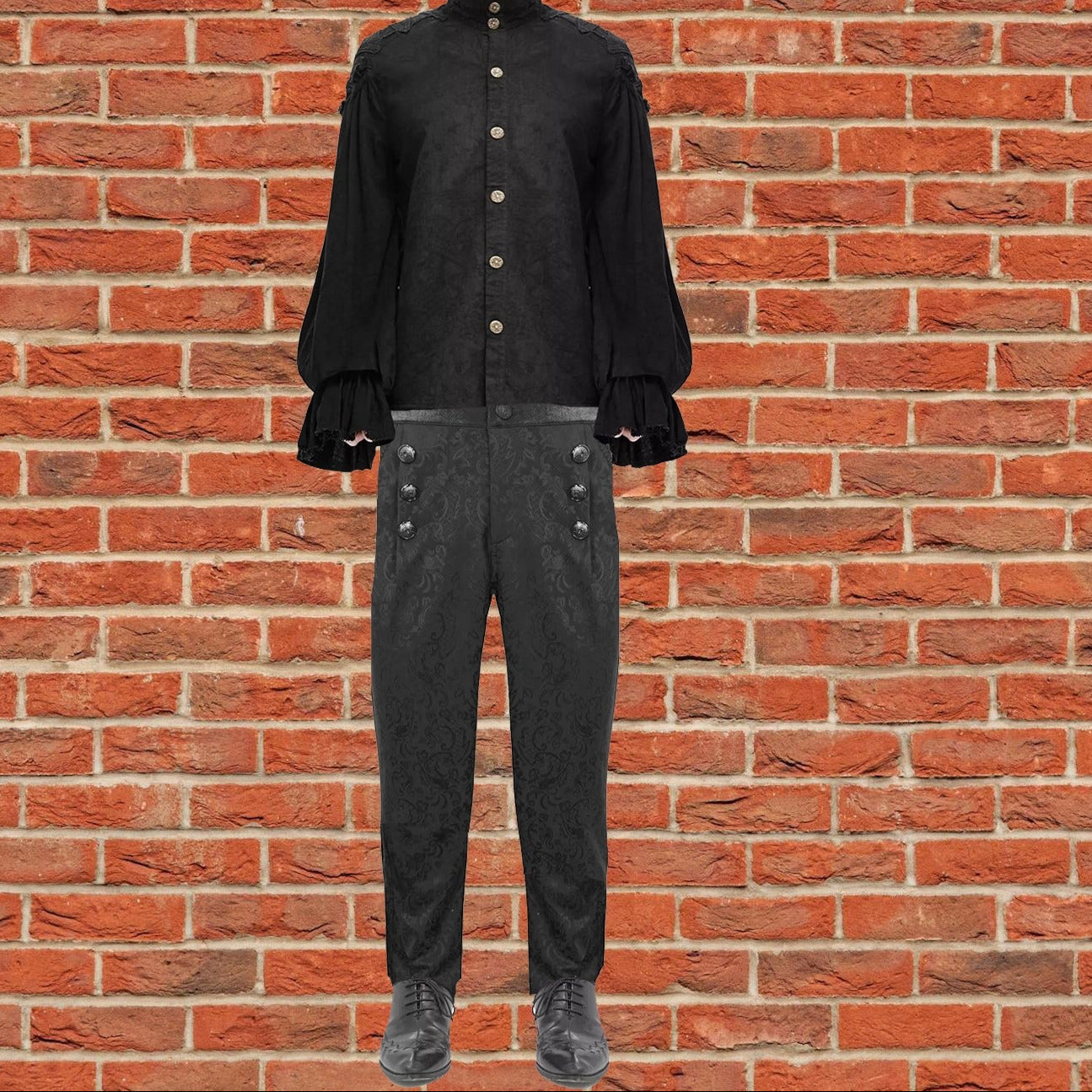 Devil Fashion Mens Gothic Aristocrat Jacquard High Waist Dress Pants