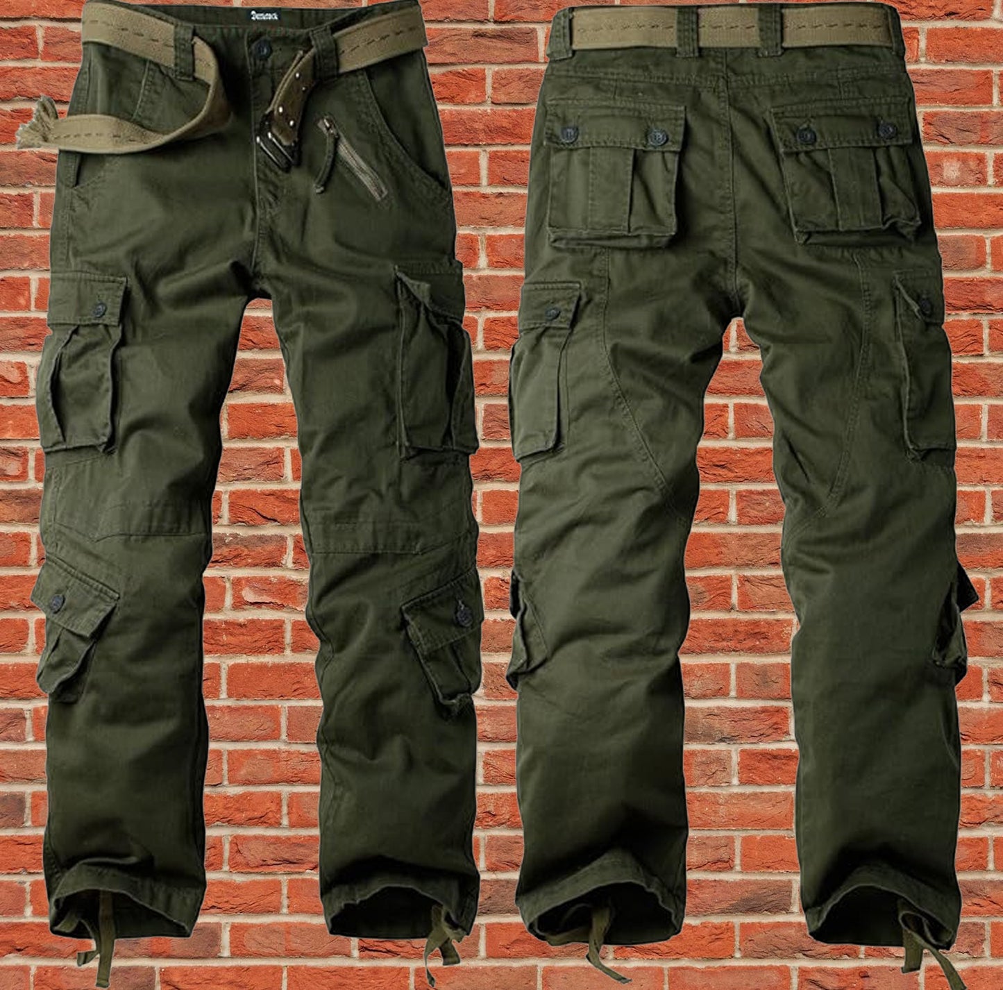AKARMY Men's Cotton Casual Military Army Camo Combat Work Cargo Pants with 8 Pockets