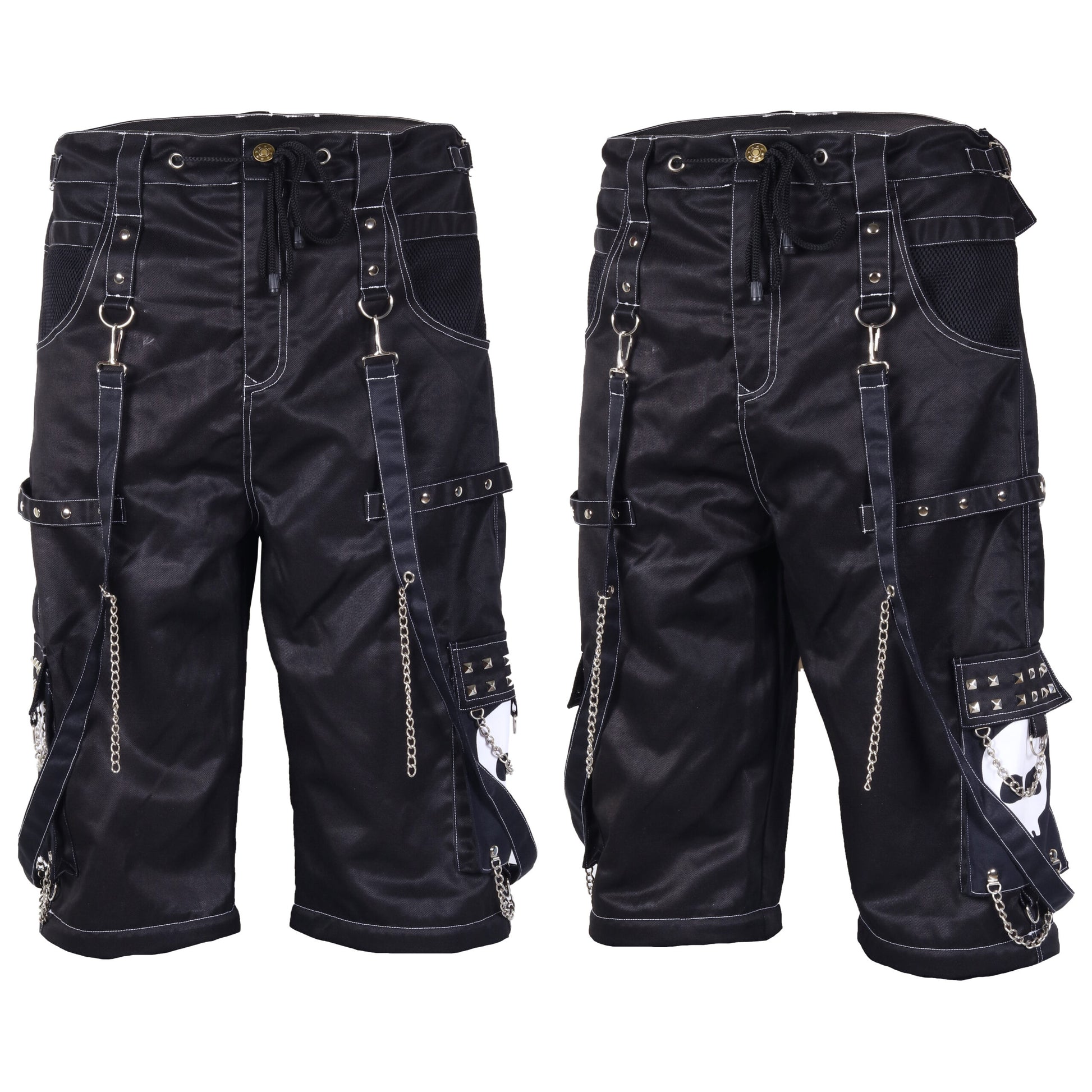 Gothic Bondage Black Big Skull Men's Alternative Punk Rock Emo Shorts/USA