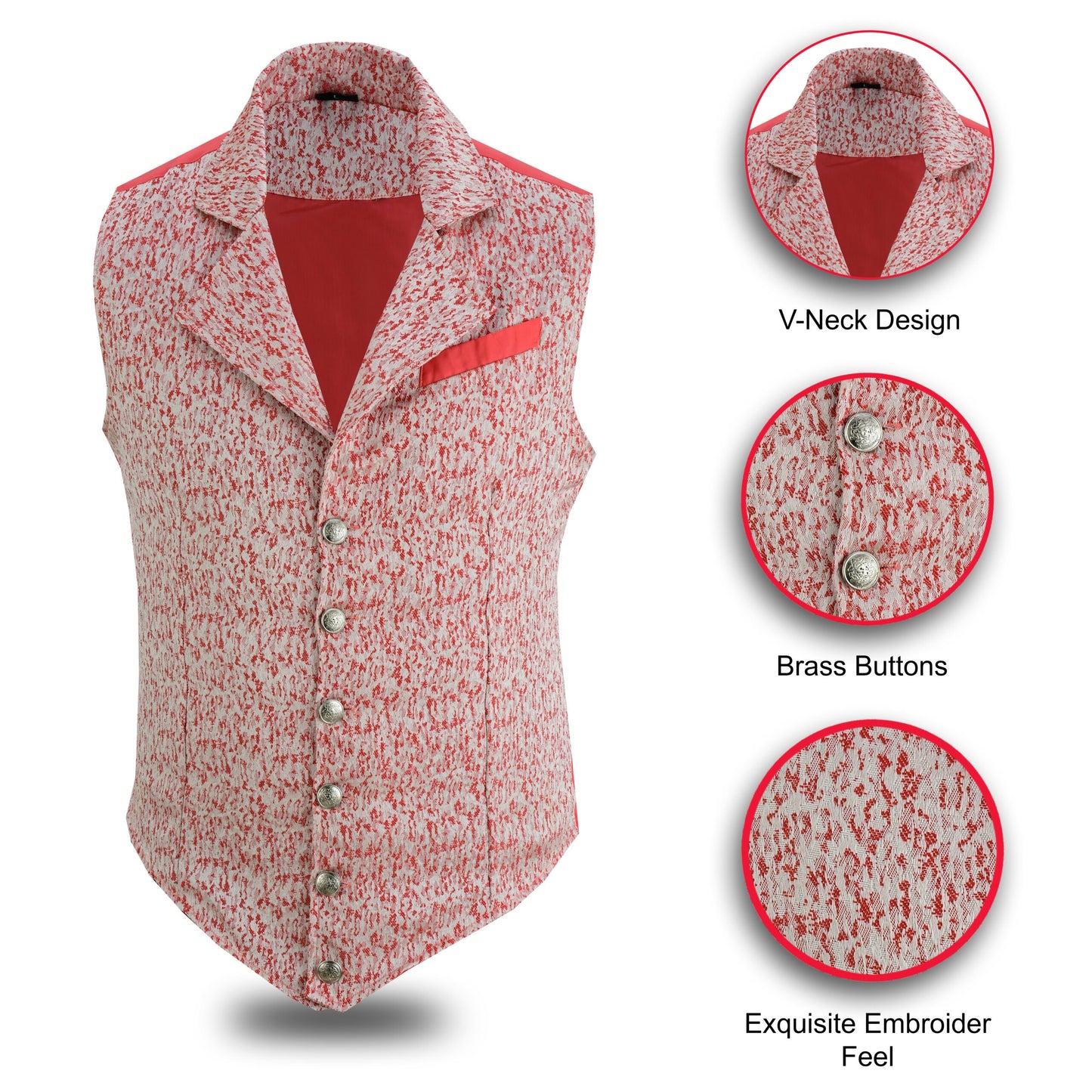 Handmade Orange Men's Victorian Suit Gentleman Vest Steampunk Gothic Waistcoat/Usa