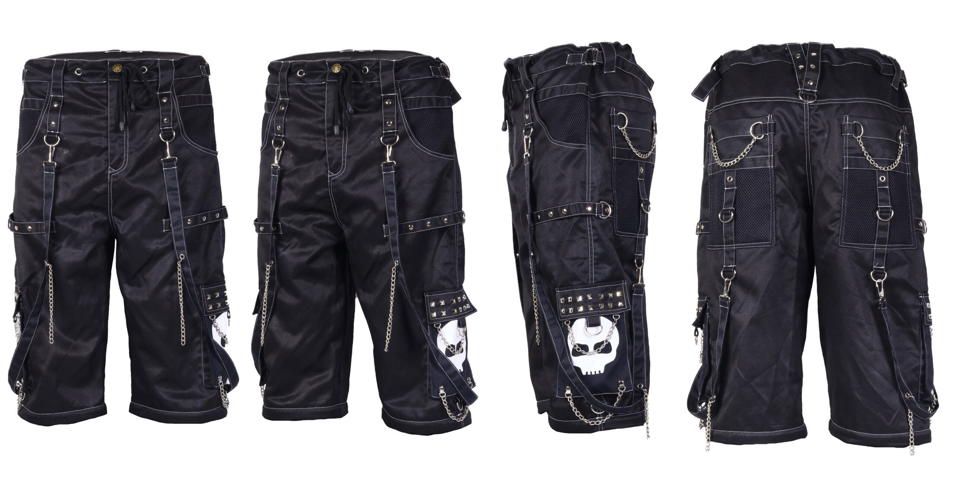 Gothic Bondage Black Big Skull Men's Alternative Punk Rock Emo Shorts/USA