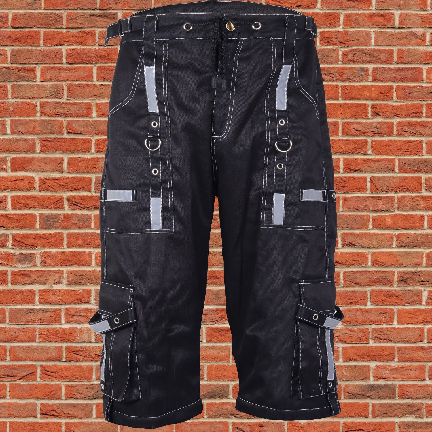 Gothic Bondage Reflective Men Short Alternative Punk Rock Emo Shorts