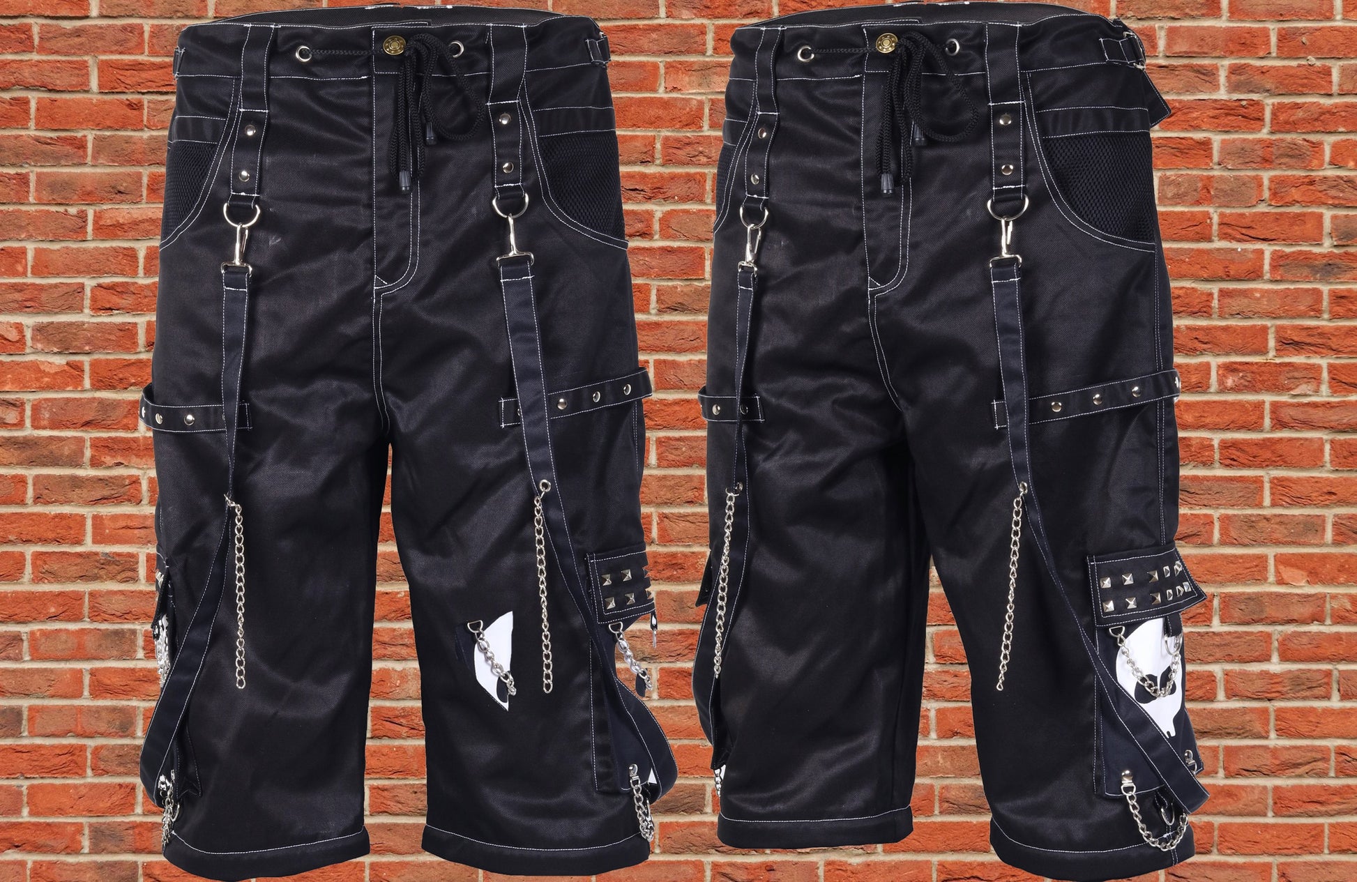 Gothic Bondage Black Big Skull Men's Alternative Punk Rock Emo Shorts/USA