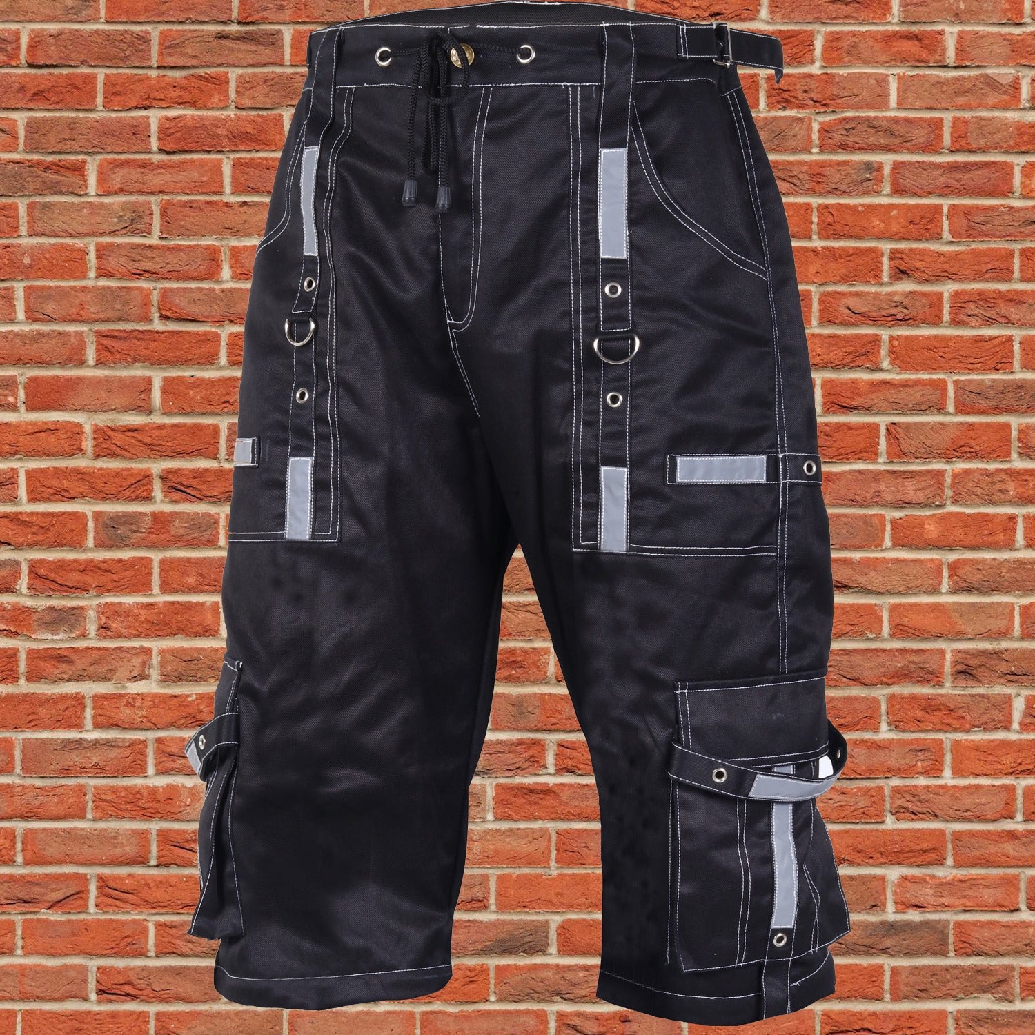 Gothic Bondage Reflective Men Short Alternative Punk Rock Emo Shorts
