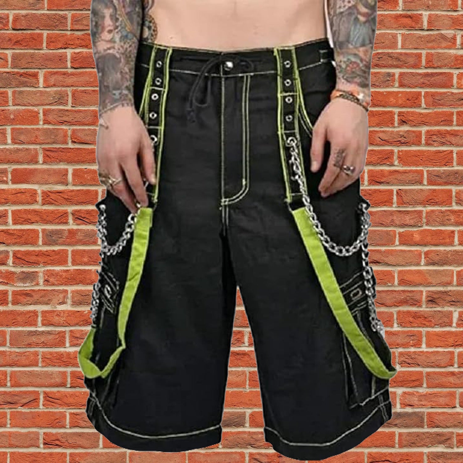 Gothic Bondage Men's Short Alternative Punk Rock Skater Emo Shorts