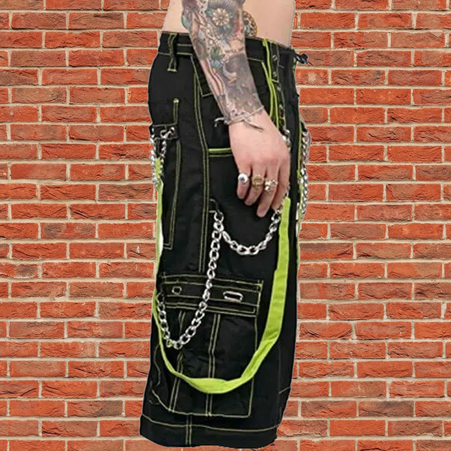 Gothic Bondage Men's Short Alternative Punk Rock Skater Emo Shorts