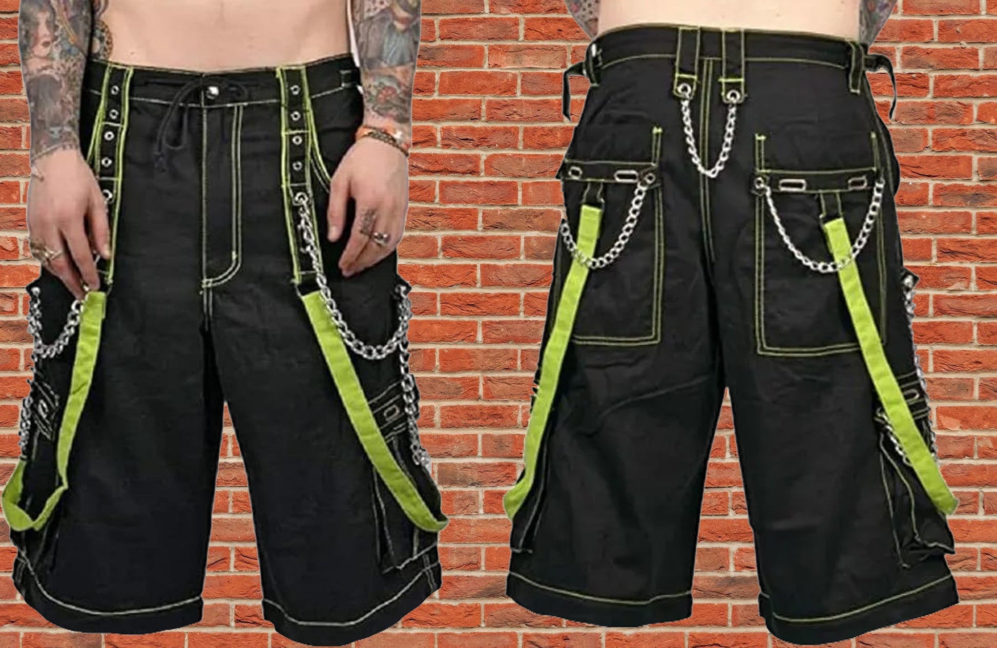 Gothic Bondage Men's Short Alternative Punk Rock Skater Emo Shorts