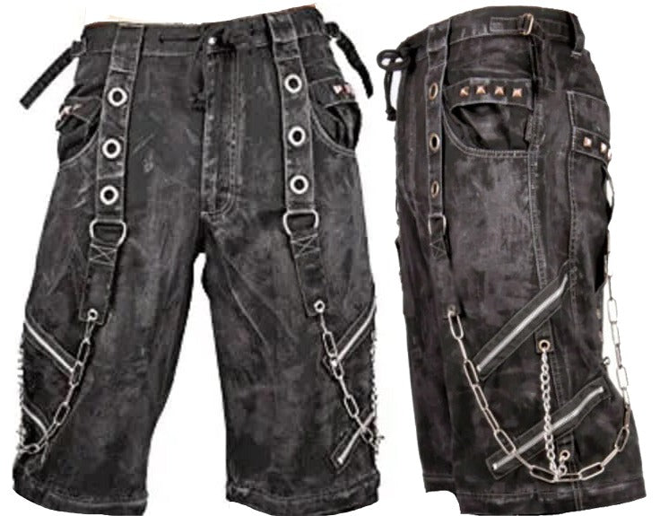 Prime Quality Bondage Gothic Wax Cotton Men's Cyber Rave Techno Punk Shorts Biker/USA