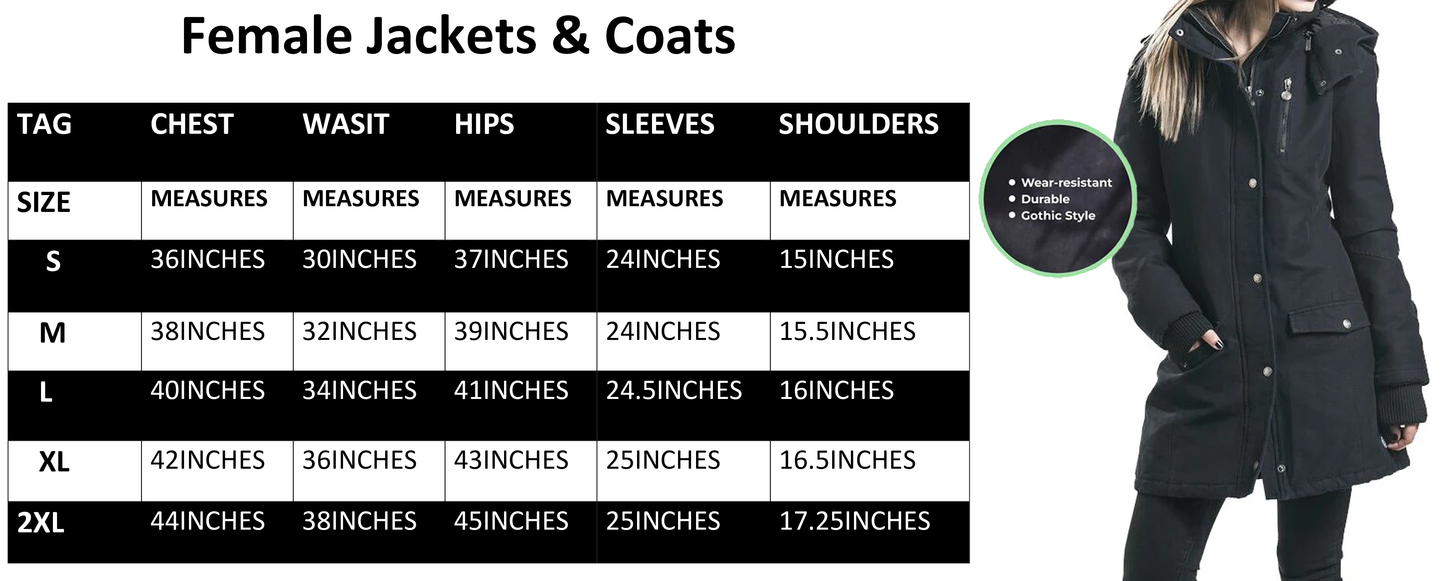 Gothic Ladies Parka Winter Jacket black