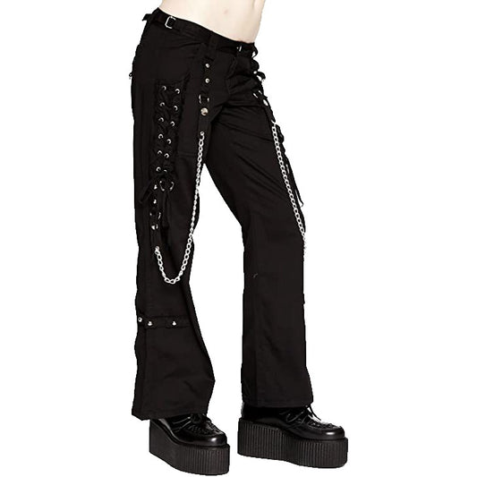Women Gothic Rave Black Chain Rock Star Straps Metal Punk Show Pants