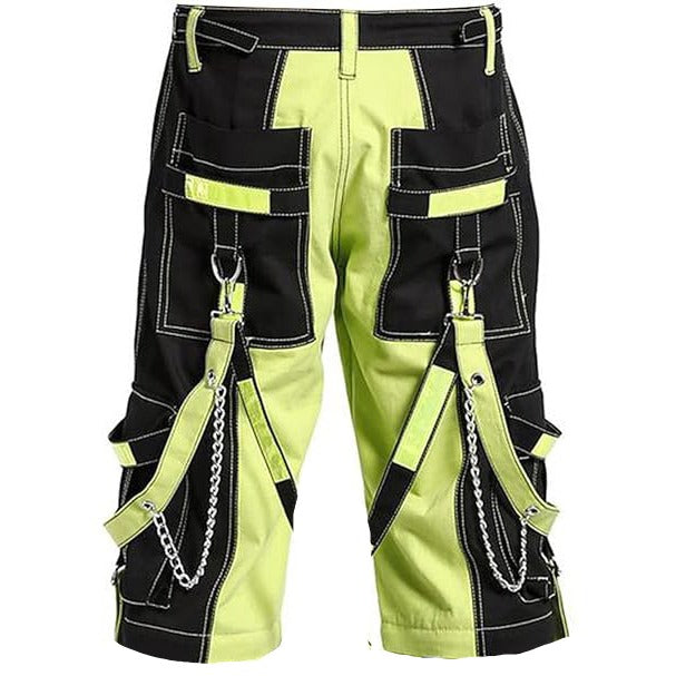Prime Quality Men Extreme Bondage Limelight Lime Green Skater Gothic Punk Rocker Cyber Goth Steampunk Biker Shorts