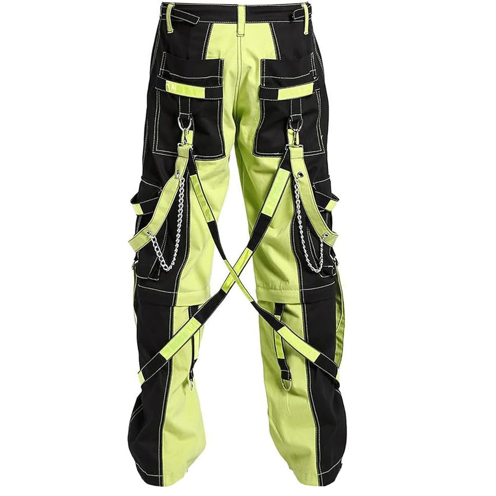 Prime Quality Men Extreme Bondage Limelight Lime Green Skater Gothic Punk Rocker Cyber Goth Steampunk Biker Pant