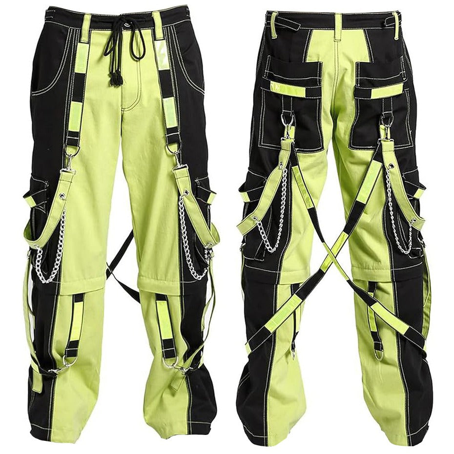Prime Quality Men Extreme Bondage Limelight Lime Green Skater Gothic Punk Rocker Cyber Goth Steampunk Biker Pant