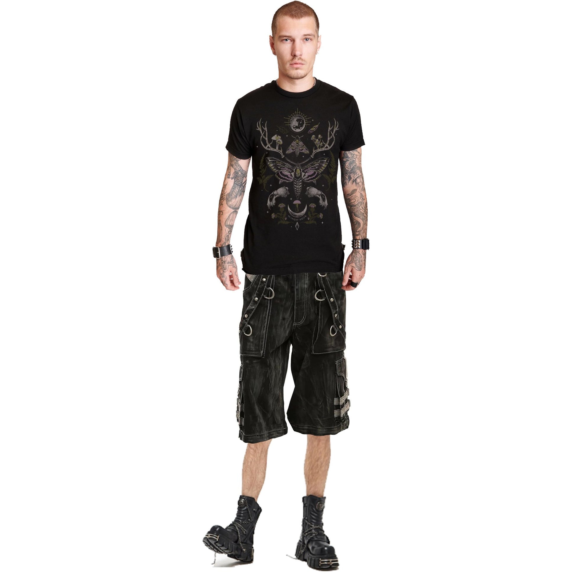 Gothic Black & Amp Grey Overdyed Zip Off Shorts