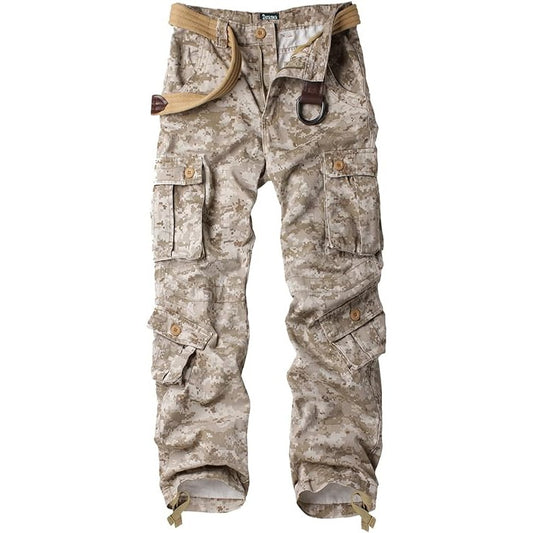 AKARMY Men's Cotton Casual Military Army Camo Combat Work Cargo Pants with 8 Pockets