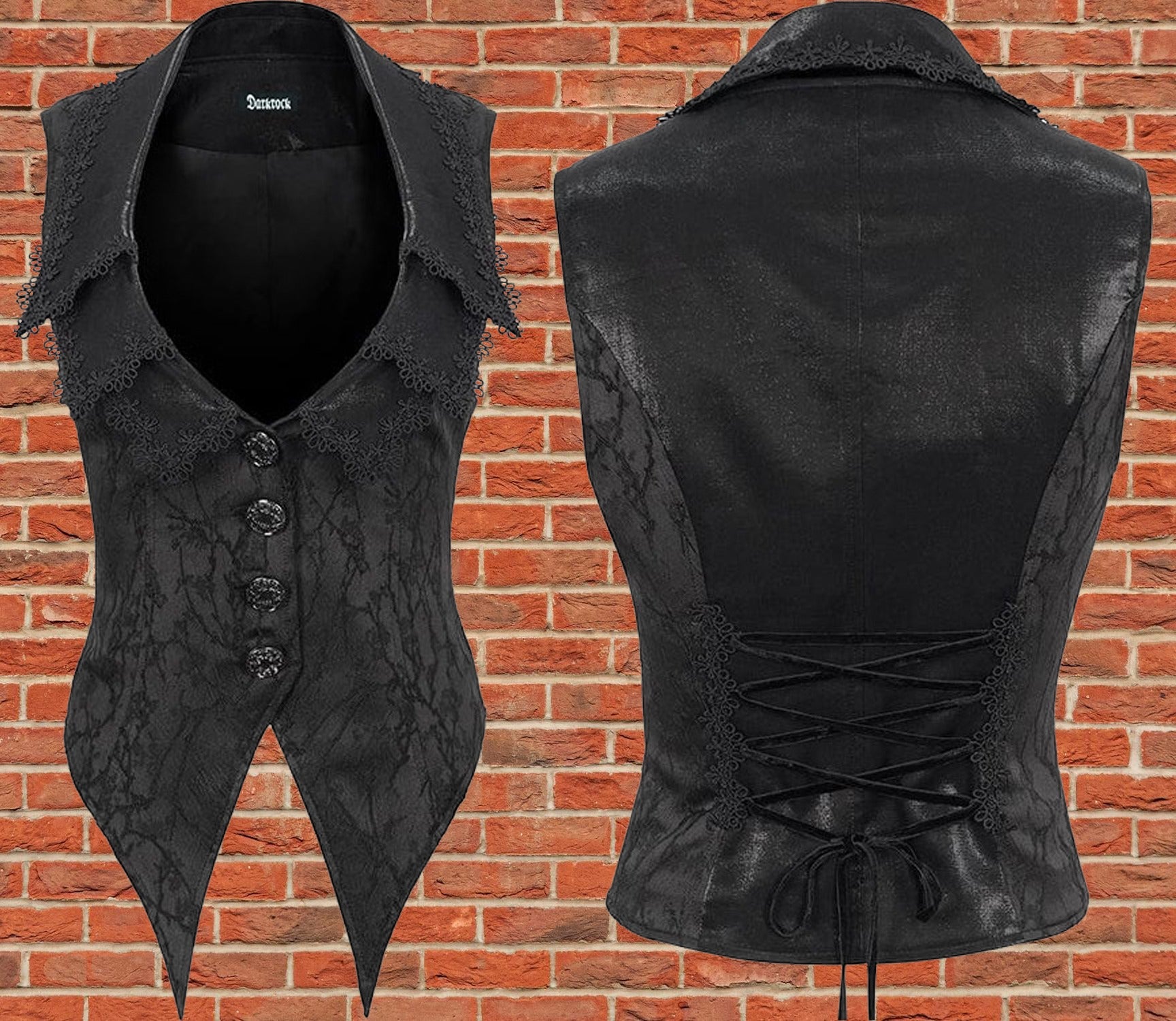 Women's Gothic Floral Embroidered Swallow-tailed Vest