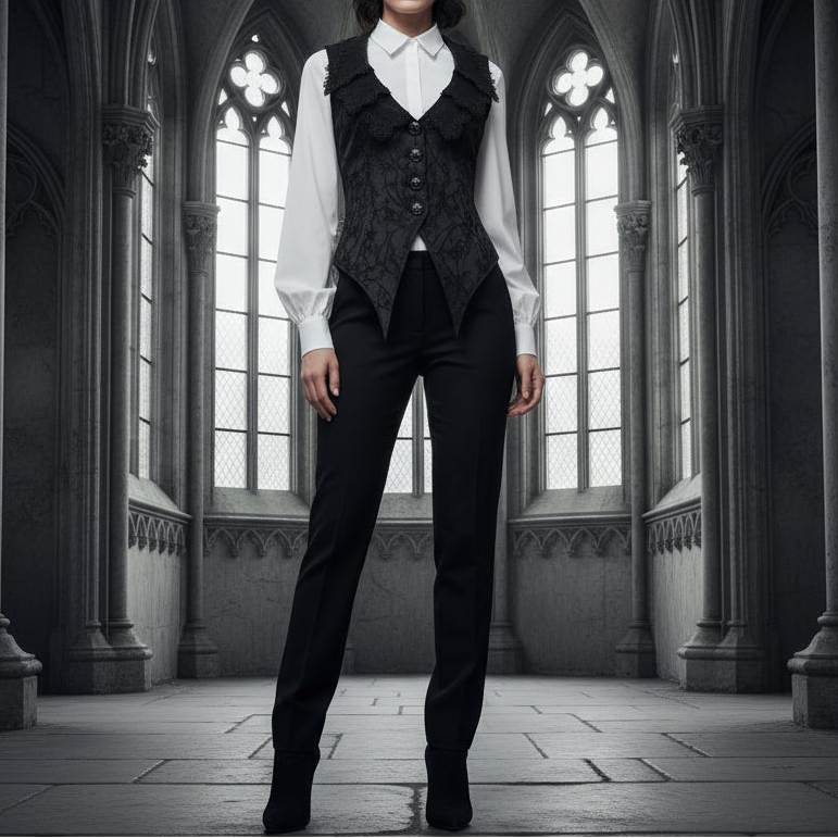 Women's Gothic Floral Embroidered Swallow-tailed Vest