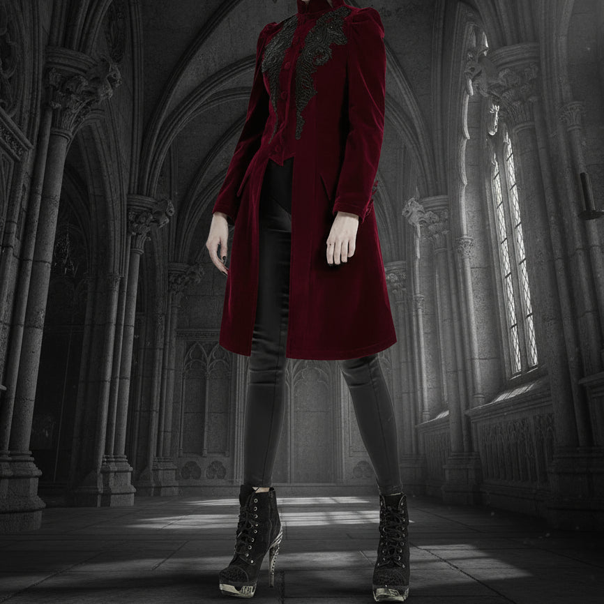 Womens Vespertine Mid Length Coat Red