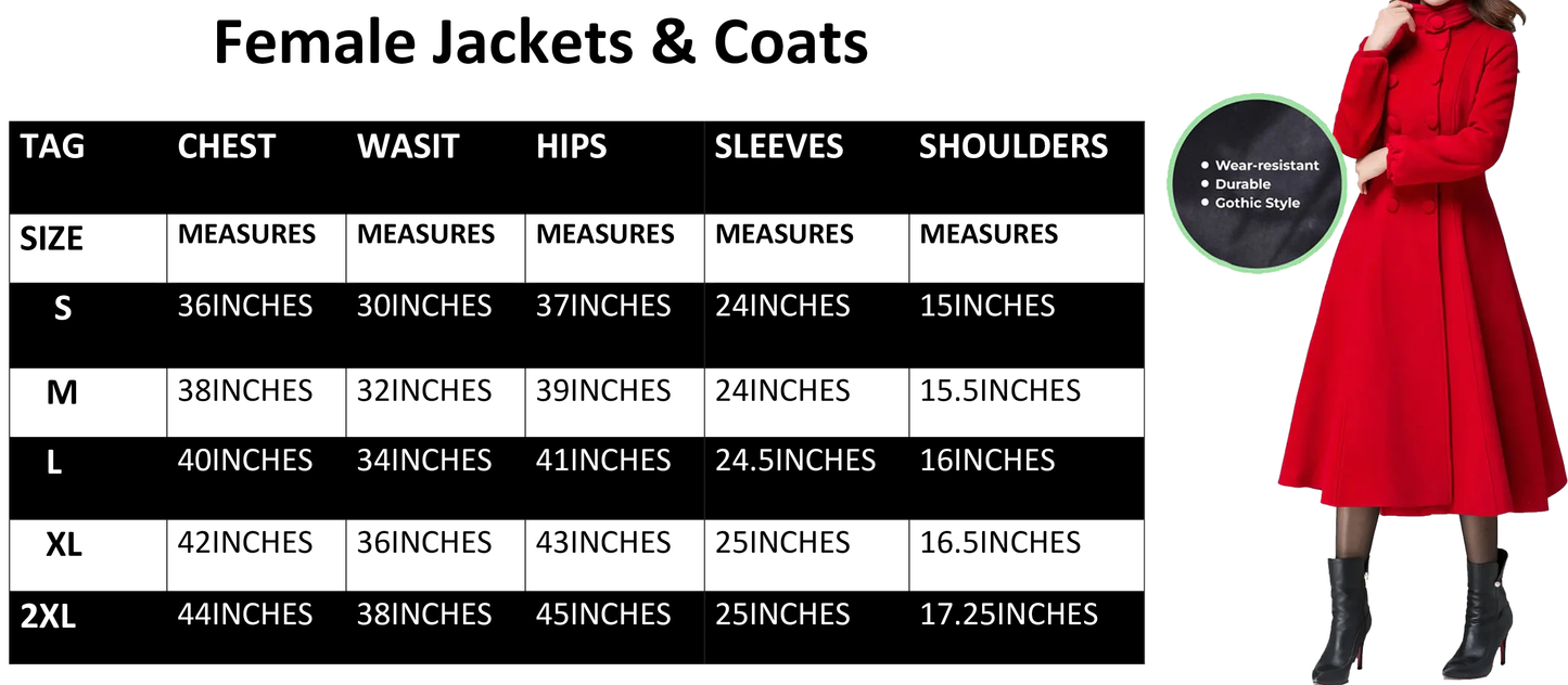 Women's Winter Warm Red Wool Long Fit And Flare Coat