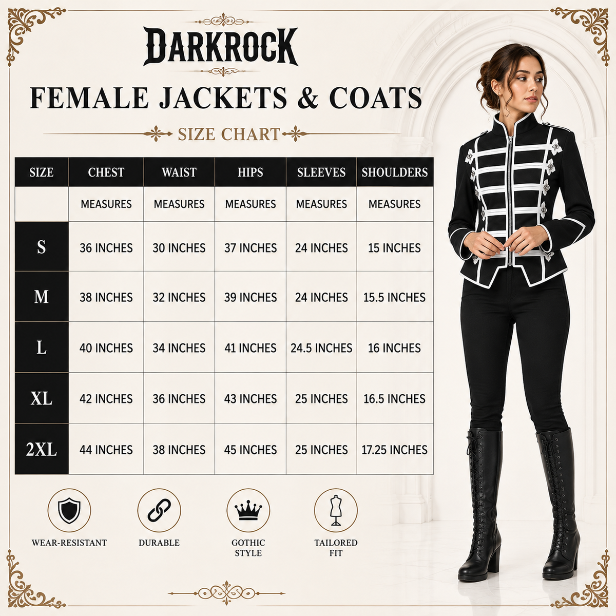 Women's Black Silver Parade Ladies Jacket