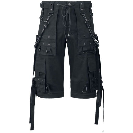 Gothic Bondage Cargo Rock Black Punk Buckle Zips Chain Strap Trousers Emo Shorts