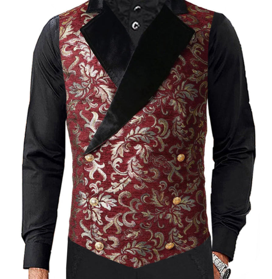 Gothic Men's Victorian Double Breasted Vest Gothic Steampunk Waistcoat