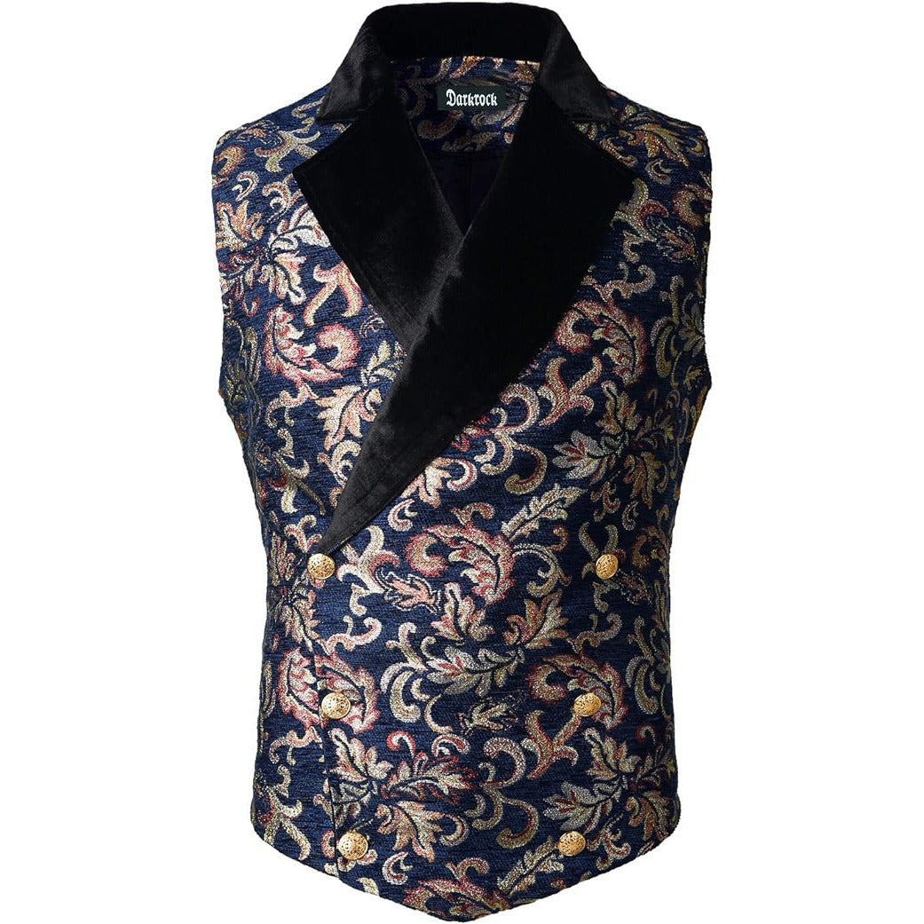 Gothic Men's Victorian Double Breasted Vest Gothic Steampunk Waistcoat
