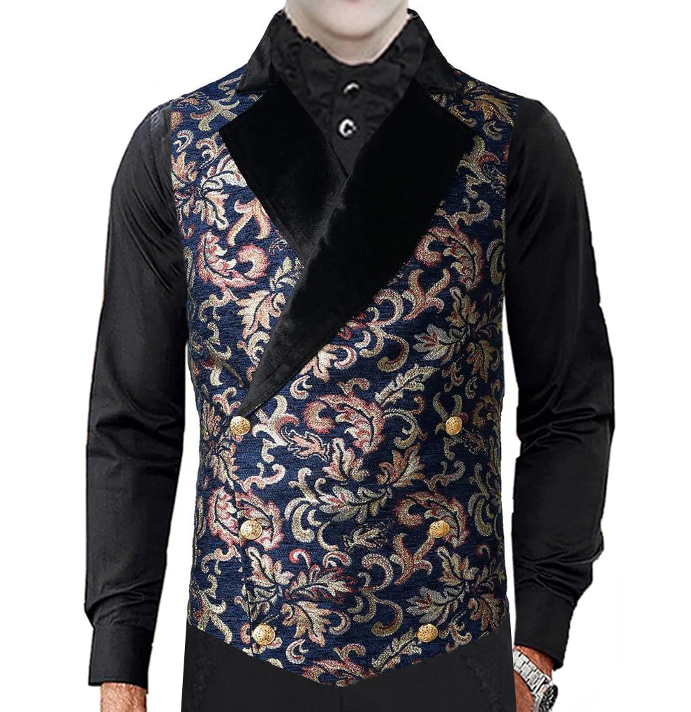 Gothic Men's Victorian Double Breasted Vest Gothic Steampunk Waistcoat