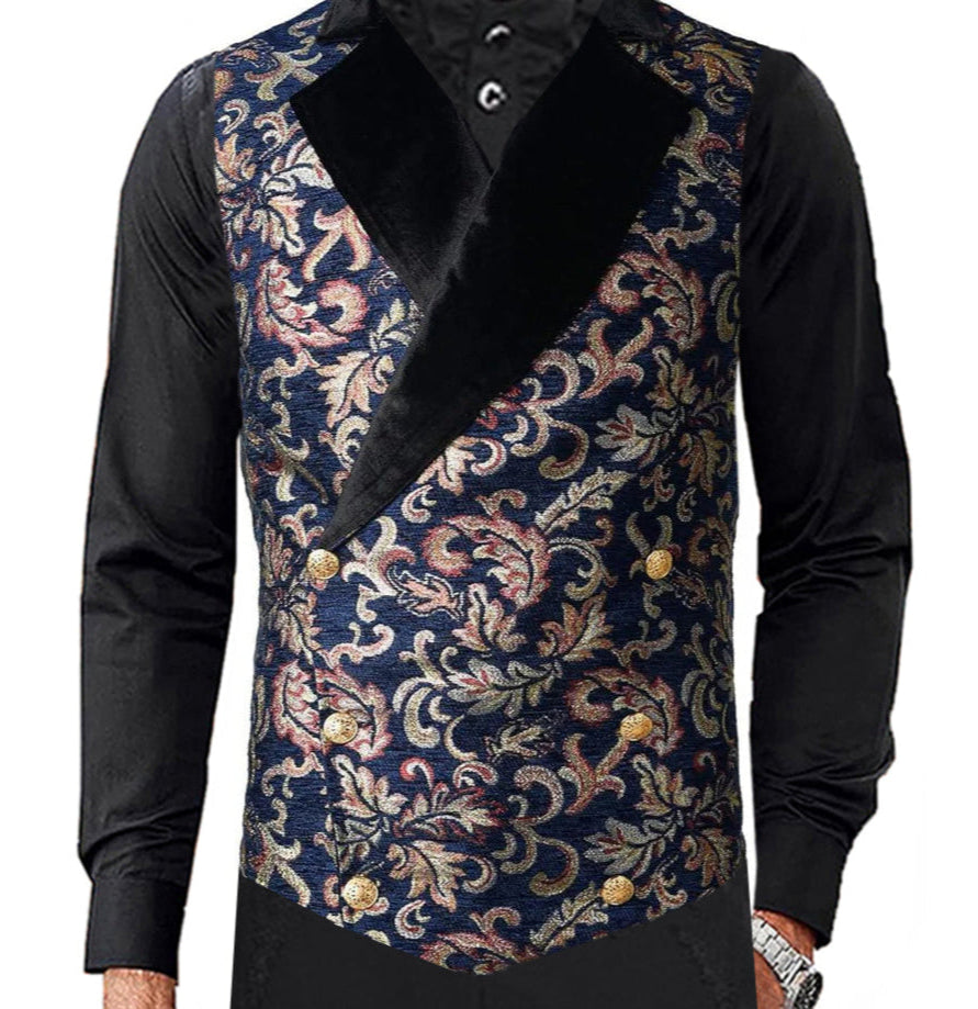 Gothic Men's Victorian Double Breasted Vest Gothic Steampunk Waistcoat