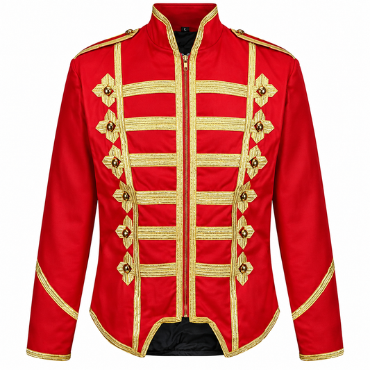 Military Drummer Jacket Black Parade Jacket Goth Punk Adam Ant VTG Style Red Gold Jacket
