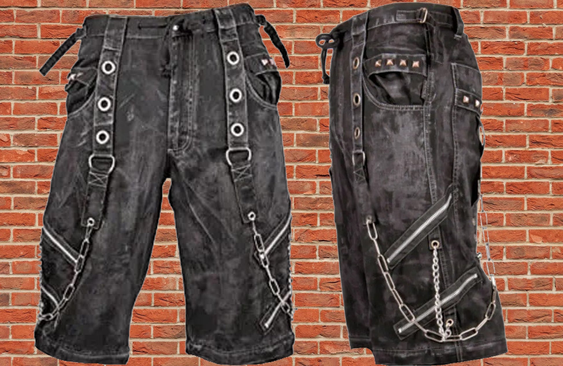 Prime Quality Bondage Gothic Wax Cotton Men's Cyber Rave Techno Punk Shorts Biker/USA