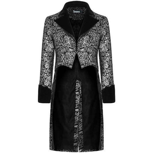 Gothic Steampunk Metal Texture Jacquard Swallow Tail Coat Jacket