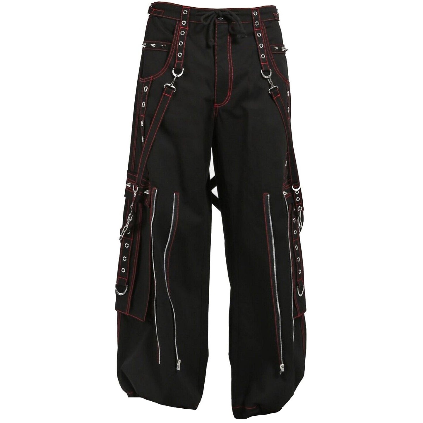 Gothic Mens Black Bondage Red Back Skull Punk Rock Pants
