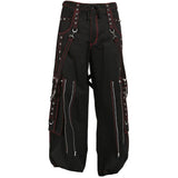 Gothic Mens Black Bondage Red Back Skull Punk Rock Pants