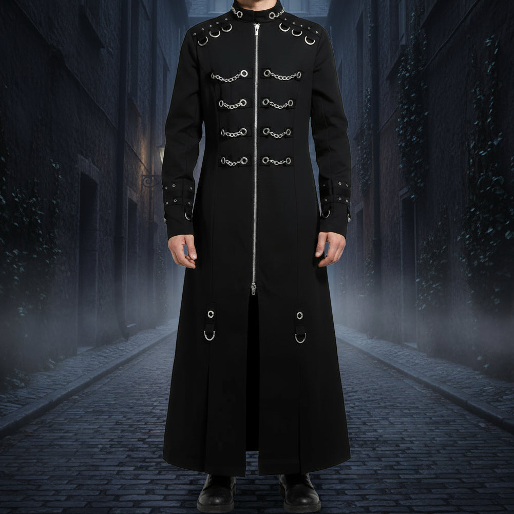 GOTHIC MEN'S HANDMADE CHAIN EYELET COAT
