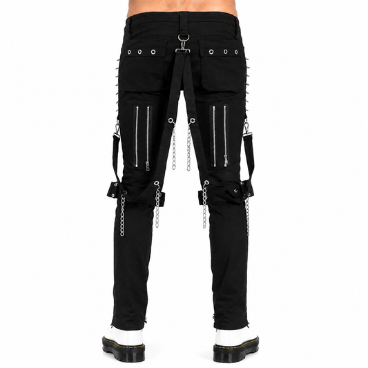 Men Gothic Bondage Black Pant Rock Hard Trouser Heavy Weight Emo Pants