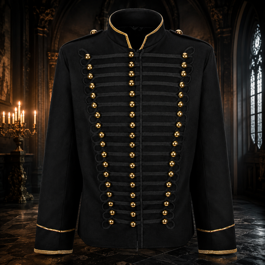 Military Drummer Jacket Parade Jacket Goth Punk Adam Ant VTG Style Black & amp Gold Jacket USA