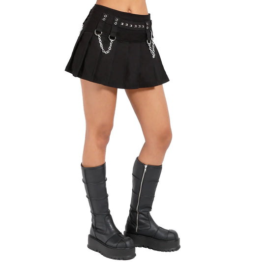 Womens Studded Chain Skirt Black